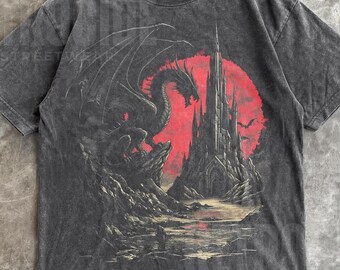 Dragon Shirt Medieval Graphic Tee Comfort Color Gift for Him or Her Dark Fantasy Tshirt Gothic Clothing Grunge Wear Bookish T-shirt R58
