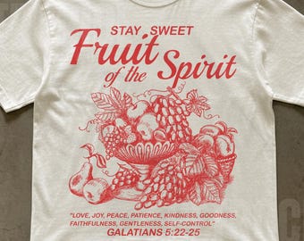 Chemise fruit de l'esprit, t-shirt chrétien pour femme et homme, vêtement religieux vintage, t-shirt verset de la Bible, cadeau religieux esthétique pour elle et lui R183