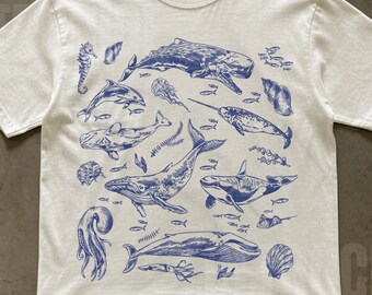 Sea Animals 90s Vintage Style Tshirt, Retro Comfort Colors Y2k Ocean Shirt, Sealife, Whale, Orca, Turtle, Dolphin Shit, Unisex Adult Tee R96