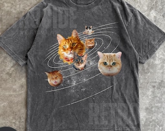 Cats Solar System Vintage 90s TShirt, Retro Funny Cat Unisex shirt, Funny y2k Cat Meme T-Shirt, Kitten Lovers Tee, Trippy Graphic Shirt R178