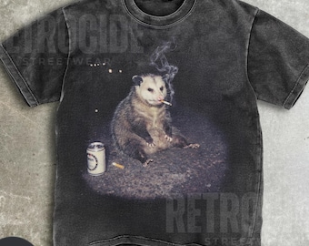Smoking Possum Meme Shirt, Vintage Drunk Possum Shirt, Gen Z Joke Shirt, Stupid Brainrot Gift, Sarcastic Meme TShirt, Possum Lover Gift R843