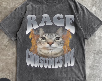 Rage Consumes Me Cat Shirt, Funny Cat Meme T-Shirt, Vintage Unhinged Cat Tee, Silly Cat Graphic Shirt, Weird Humor Unisex Shirt R44