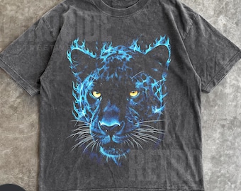 Majestic Panther Comfort Colors Vintage Style shirt, Retro Halftone Graphic Shirt, Oversized Washed Tee, 3D Panther shirt, Gift for Him R350