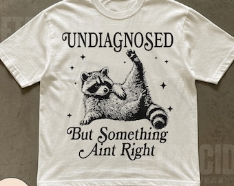 Undiagnosed But Something Aint Right Shirt, Raccoon Meme Shirt, Mental Health Shirt, Sarcastic Shirt, Funny Sayings Shirt, Trendy Shirt R425