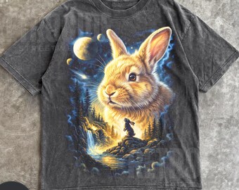 Bunny Howling to the Moon Vintage Shirt, Silly Rabbit Tee Easter Gift, 90s Full Moon Shirt, Easter Bunny Shirt, Funny Gift Rabbit Lover R901