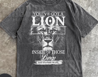 Christian Comfort Colors® Shirt, You've Got A Lion Inside Of Those Lungs White Shirt, Vintage Women Christian Religious T-Shirt R599