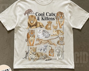 Cats 90s Vintage Style Tshirt, Retro Comfort Colors Tiger Leopard Lion Shirt, Cat Lovers Gift, Big Cats Nature Shirt, Nature Unisex Tee R464
