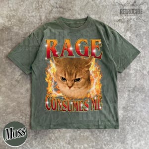 Camiseta divertida con meme de gato, camiseta de gato "Rage Consumes Me Cat", camiseta vintage de gato Y2K, gráfico de gato enojado, camiseta de gatito sarcástico, camiseta de gato irónico y tonto R260 imagen 8