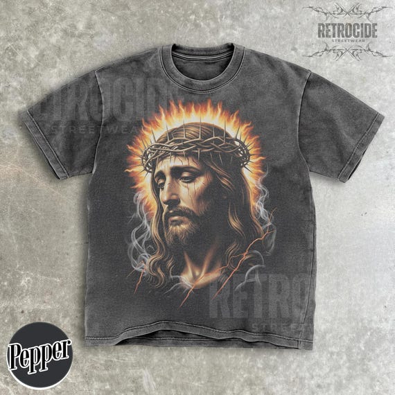Jesus Vintage 90s Graphic Comfort Colors Shirt, Jesus Portrait Shirt, Easter Shirt, Christian Easter Shirt, Retro Washed Oversize Shirt R356