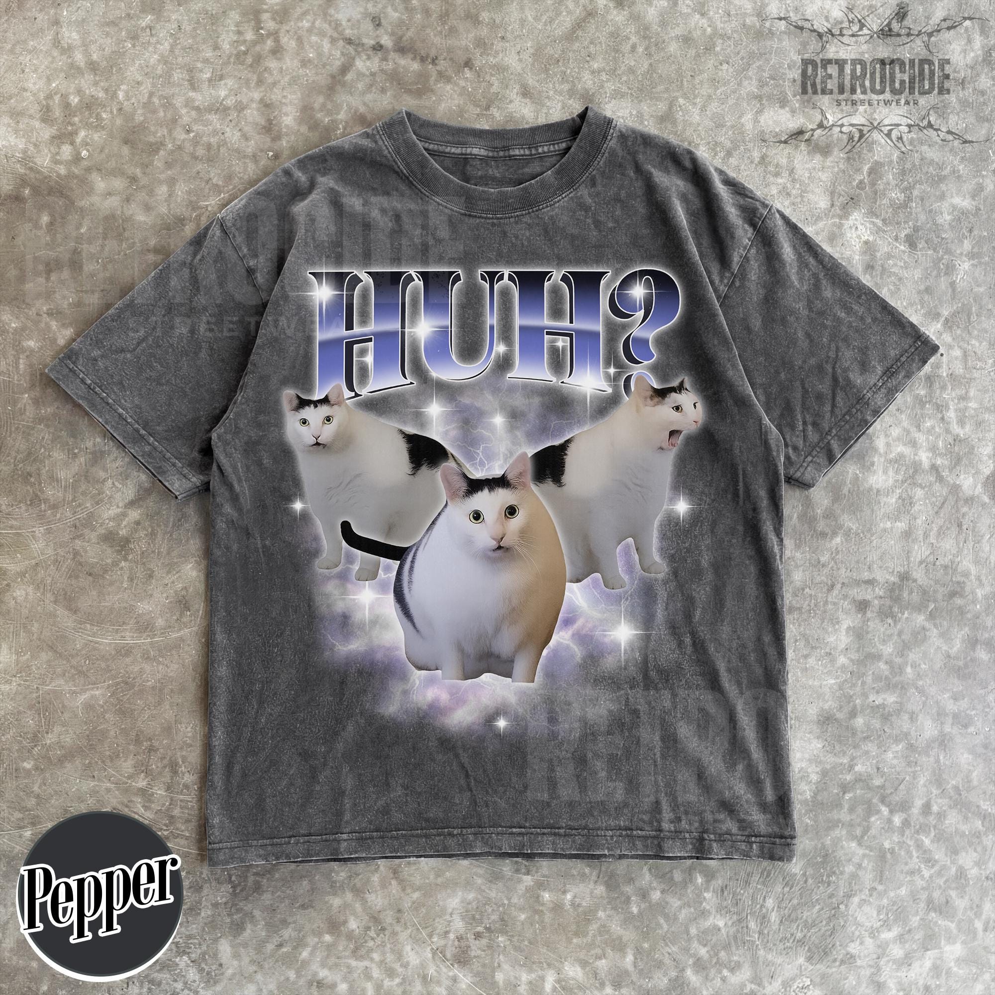 HUH Funny Dank Cat Meme Tee Shirt Gift for Woman and Man, Ugly Shirts ...
