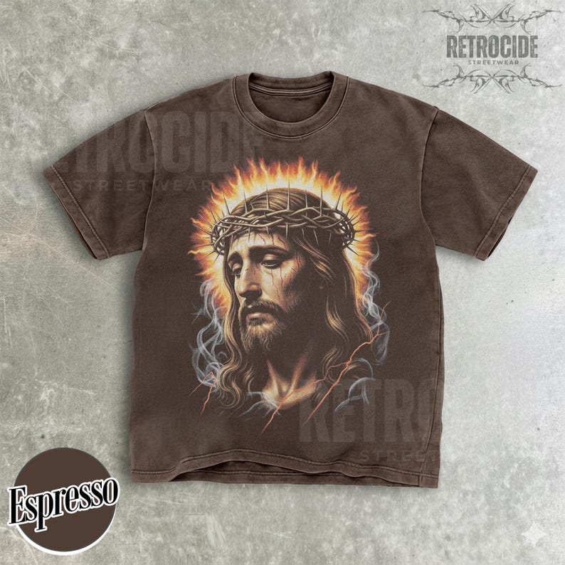 Jesus Vintage 90s Graphic Comfort Colors Shirt, Jesus Portrait Shirt, Easter Shirt, Christian Easter Shirt, Retro Washed Oversize Shirt R356 image 6
