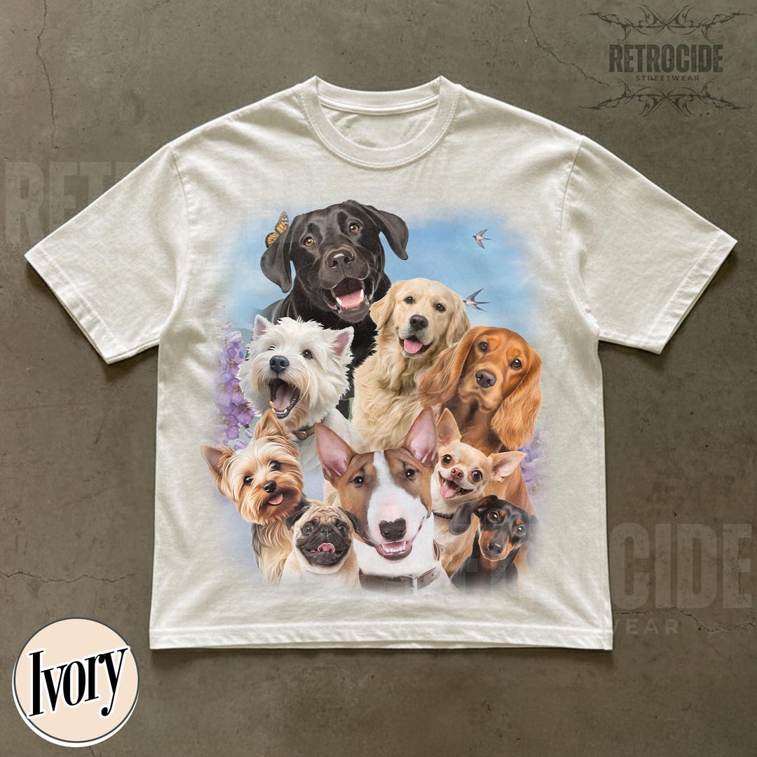 Dogs Selfie Vintage 90s Graphic Tshirt, Retro Cute Dogs Vintage Shirt ...