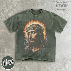 Jesus Vintage 90s Graphic Comfort Colors Shirt, Jesus Portrait Shirt, Easter Shirt, Christian Easter Shirt, Retro Washed Oversize Shirt R356 image 7