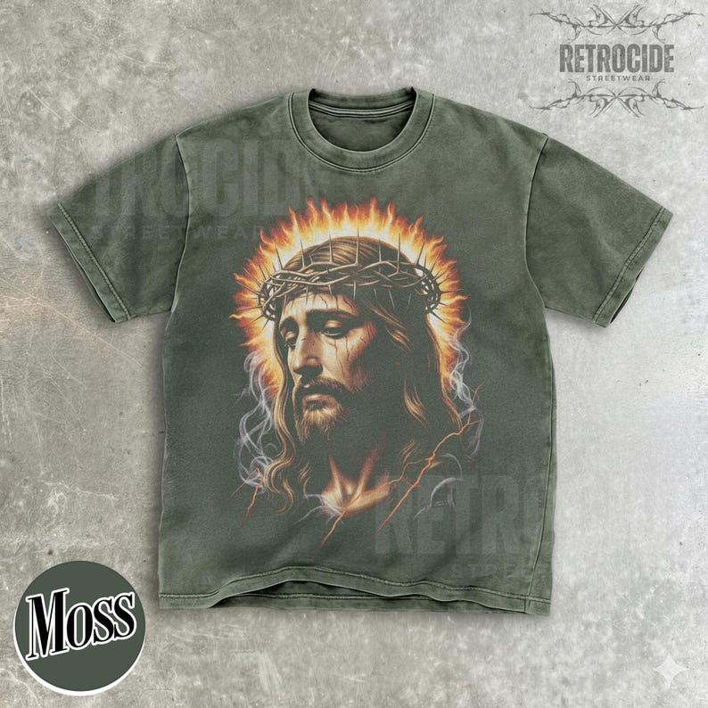 Jesus Vintage 90s Graphic Comfort Colors Shirt, Jesus Portrait Shirt, Easter Shirt, Christian Easter Shirt, Retro Washed Oversize Shirt R356 image 7