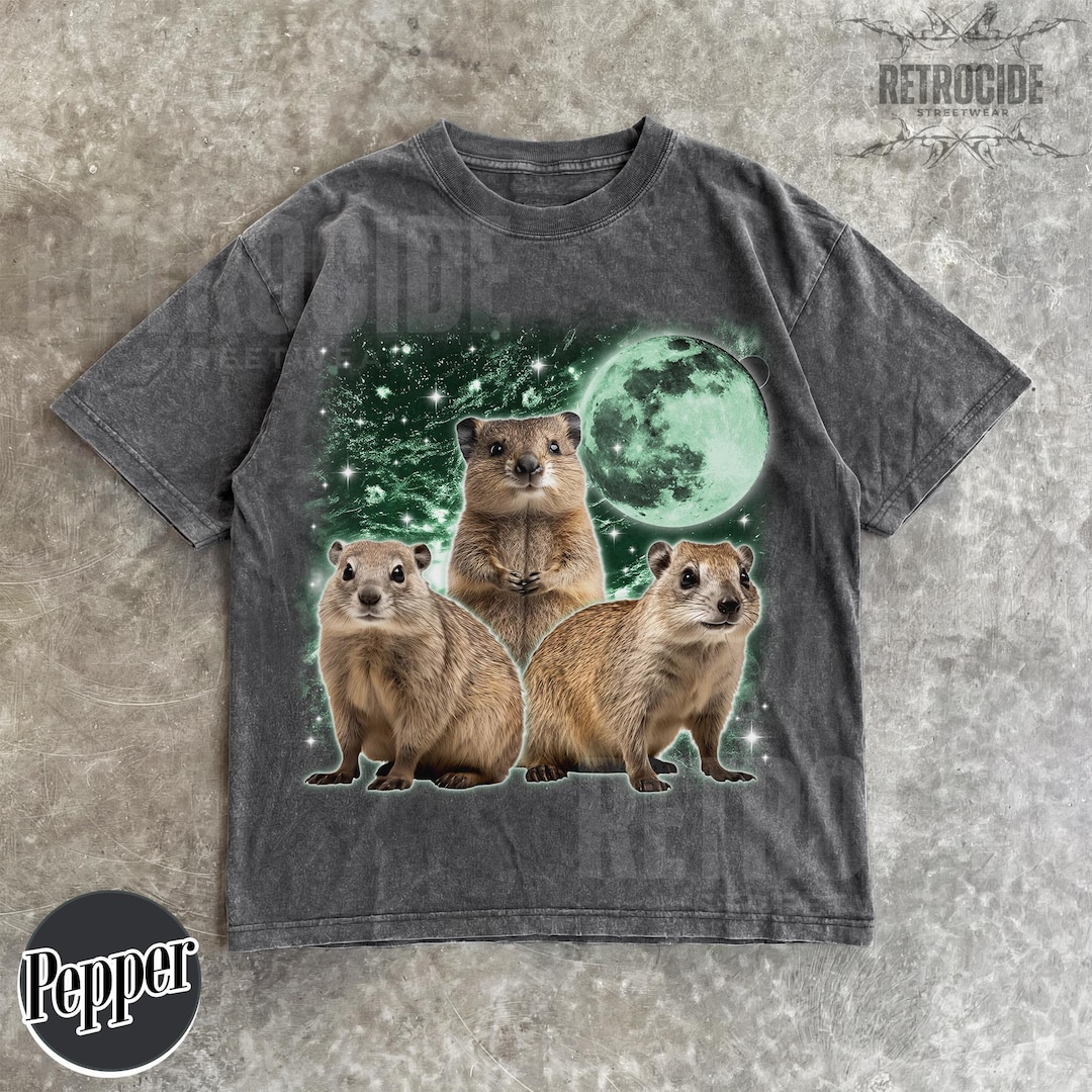 Three Hyrax Moon T-shirt, Funny Animal Meme Tee, Rock Hyrax Screaming ...