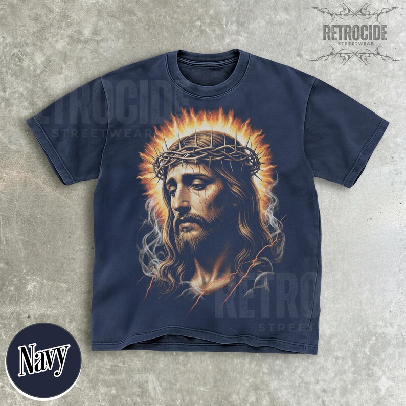 Jesus Vintage 90s Graphic Comfort Colors Shirt, Jesus Portrait Shirt, Easter Shirt, Christian Easter Shirt, Retro Washed Oversize Shirt R356 image 4