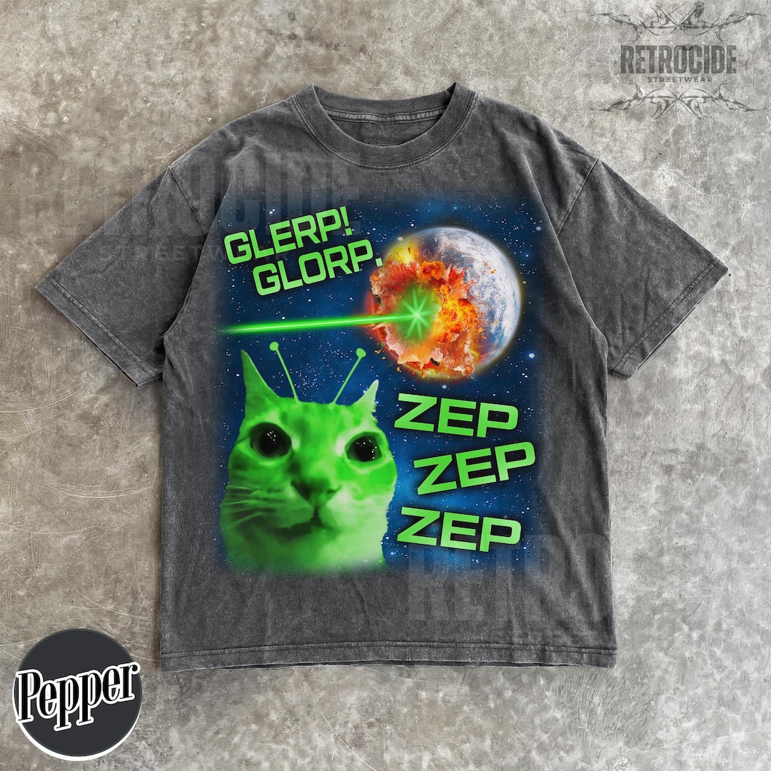 Glerp Glorp Funny Alien Cat Meme Tee Shirt Gift for Woman and Man ...