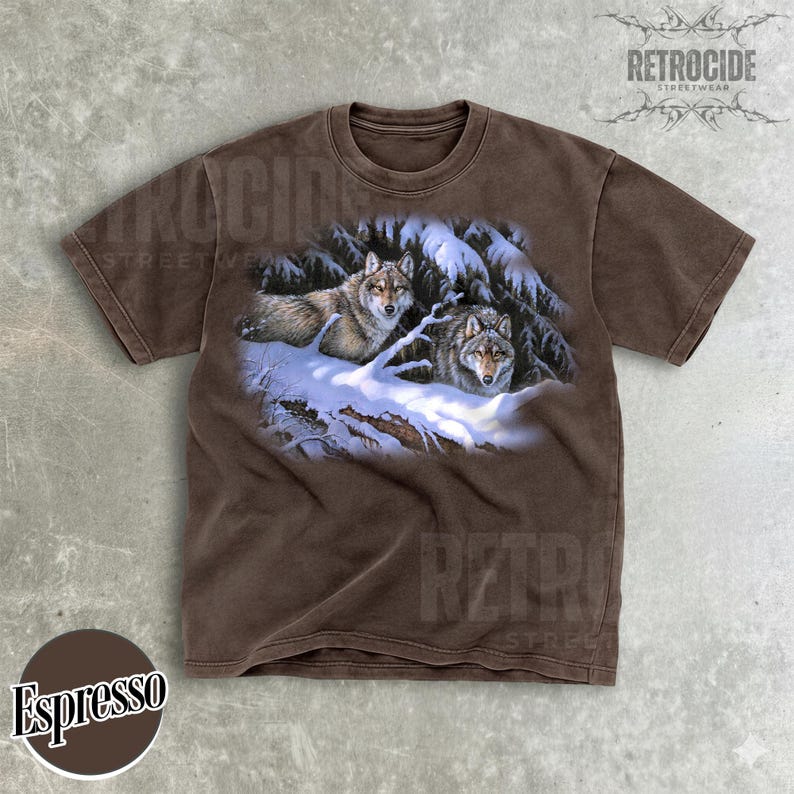 Retro Wolf Winter Snow T-shirt, 90s Nature Vintage Wildlife T-shirt ...
