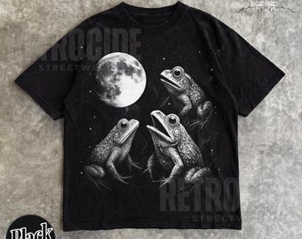 Frogs Howling to Moon Comfort Colors Vintage Style T-shirt, Retro