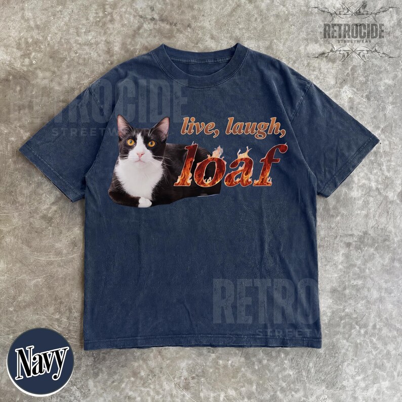 Camiseta unisex "Live Laugh Loaf Comfort Colors", divertida camiseta con meme de gato, divertida camiseta de gato, extraña camiseta, camiseta gráfica vintage "Unhinged" R380 imagen 7