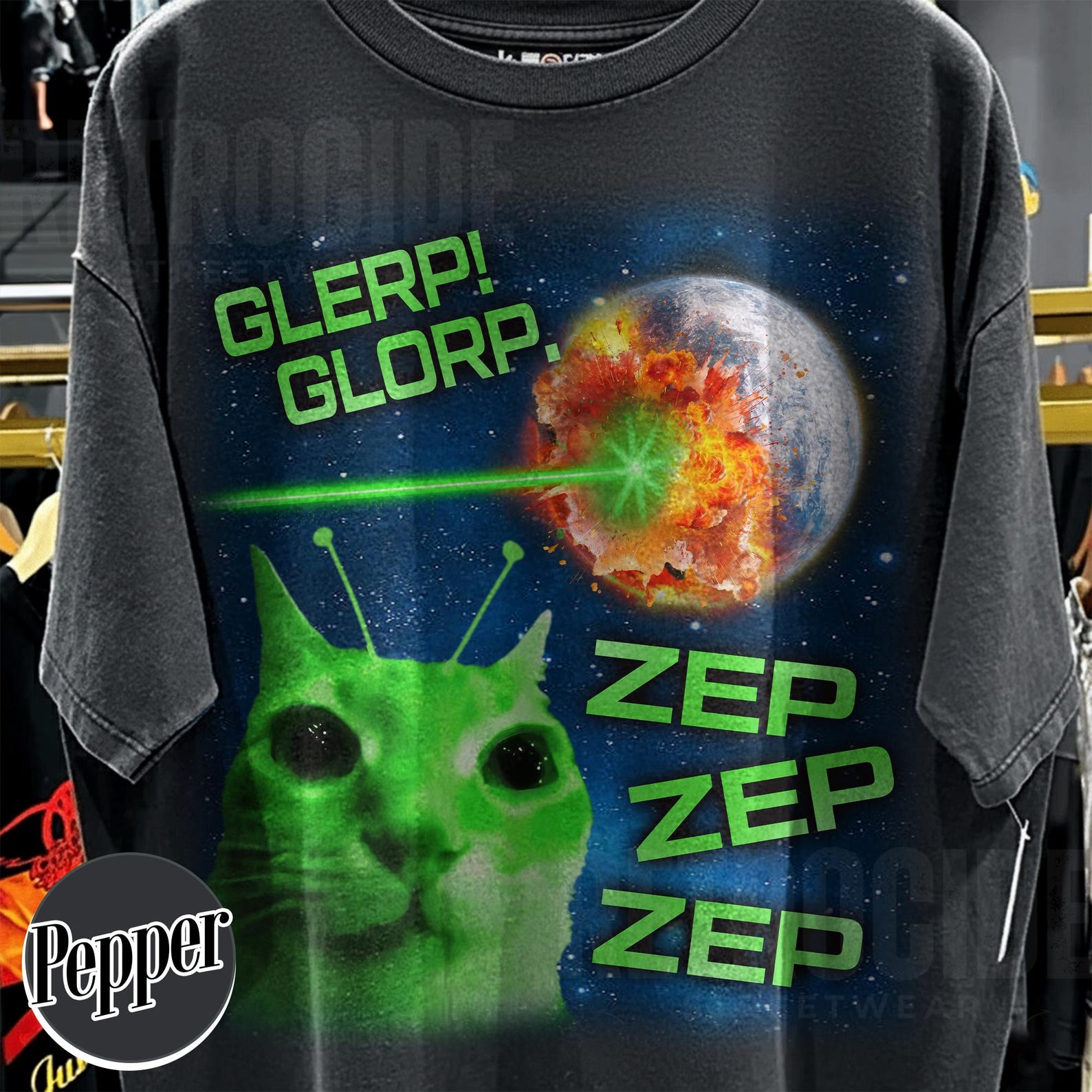 Glerp Glorp Funny Alien Cat Meme Tee Shirt Gift for Woman and Man ...