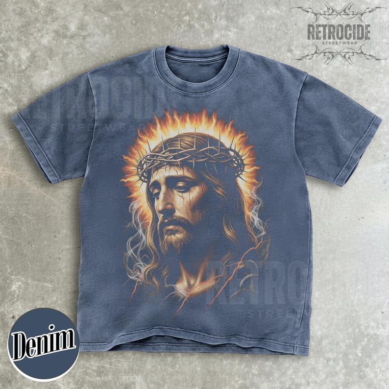 Jesus Vintage 90s Graphic Comfort Colors Shirt, Jesus Portrait Shirt, Easter Shirt, Christian Easter Shirt, Retro Washed Oversize Shirt R356 image 8