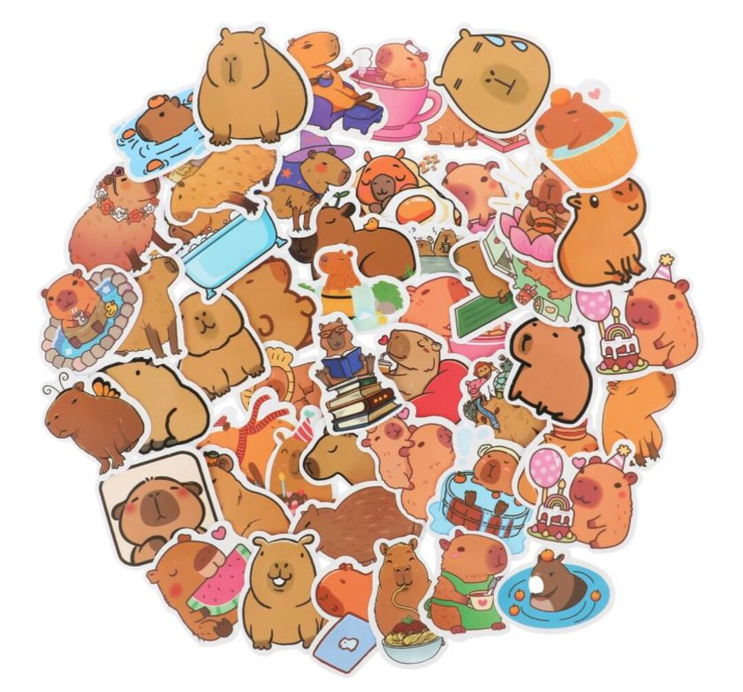 100pcs Capybara Stickers for Kids, Adorable Animal Stickers, Waterproof ...