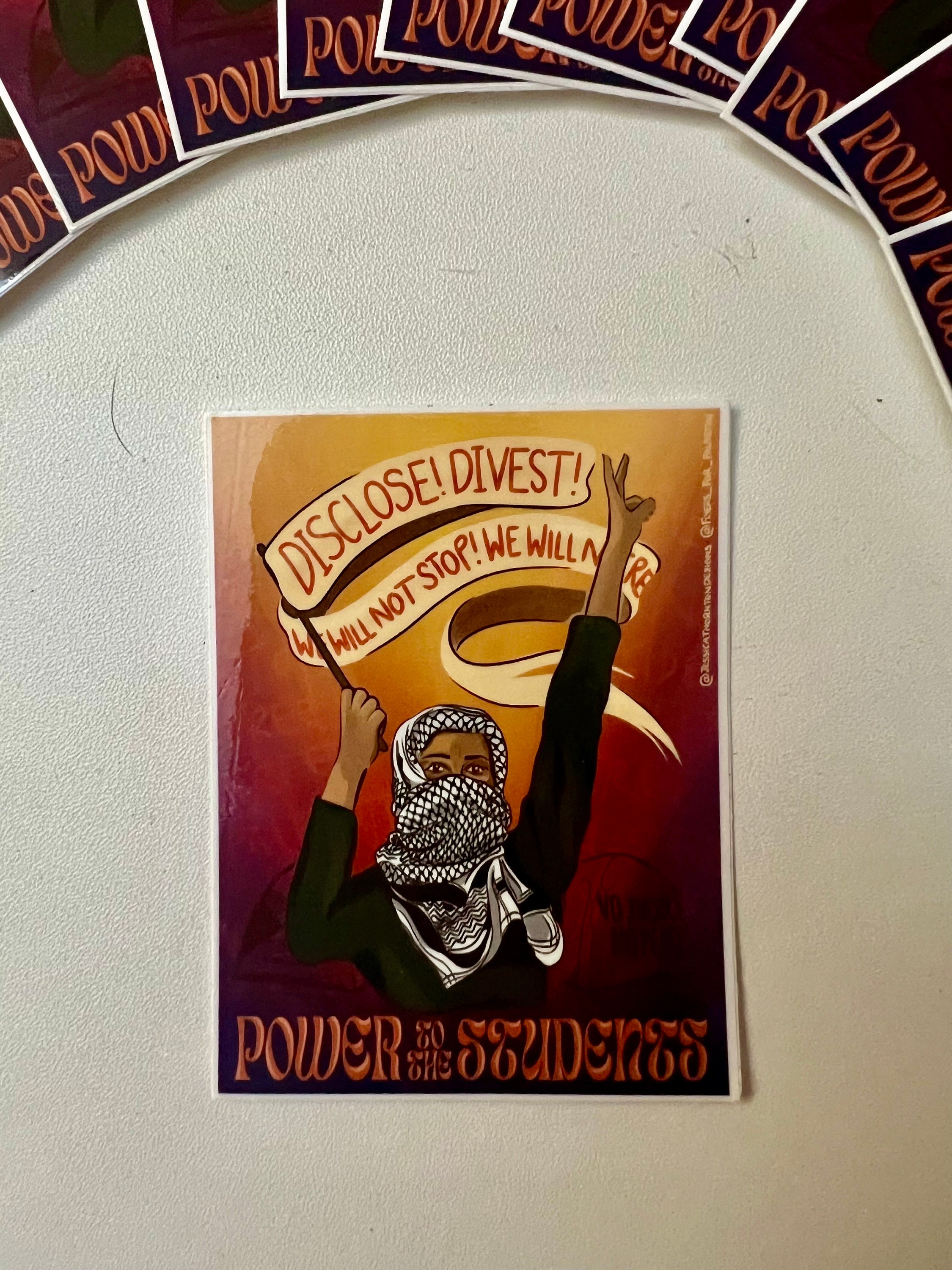 100% Profit donated to HEAL Palestine - Student Encampment, Disclose Divest Free Palestine Gaza Vinyl Sticker