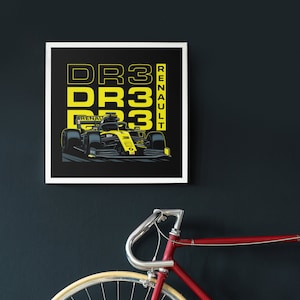 F1 Daniel Ricciardo DR3 Renault Print Formula 1 Racing Car Poster Vintage Large Print F1 Wall Art Car Racing Decor Ricciardo Poster