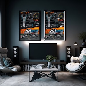 F1 Lewis Hamilton W15 Print Formula 1 Racing Car Poster Vintage Large Print F1 Wall Art Car Racing Decor Hamilton Poster