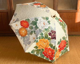 kimono umbrella 005 (parasol) made from vintage Tsukesage kimono (japan) art interior, silk