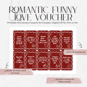 Love Coupon Book Printable pdf, Editable Love Coupons Couple Coupons, Gift for him gift for her, Birthday gift, Anniversary Gift Printable