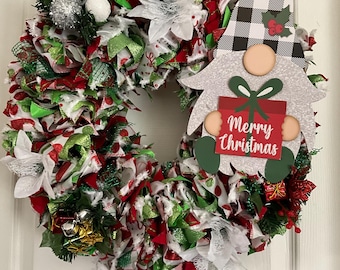 Gnome Christmas Ribbon Wreathe