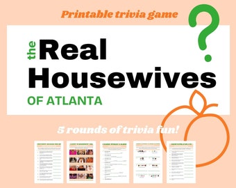 Bravo Trivia - The Real Housewives of Atlanta Printable Game I 5 Rounds Of Trivia Fun I Instant Download I Digital PDF Files