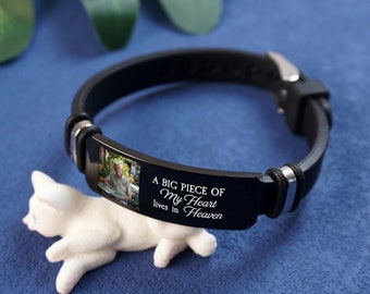 Kundenspezifisches Fotoarmband, personalisiertes Bildarmband, ein großes Stück meines Herzens lebt im Himmel, Geschenk für ihn, Souvenirgeschenk, Erinnerungsgeschenk