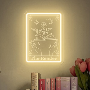The Reader Tarot Karte Leuchtreklame, Buch-Liebhaber-Geschenk für Frauen, Tarot-Karte Wand-Dekor, Bücherregal-Dekor, Bibliothek-Dekor, Geschenk für Leser
