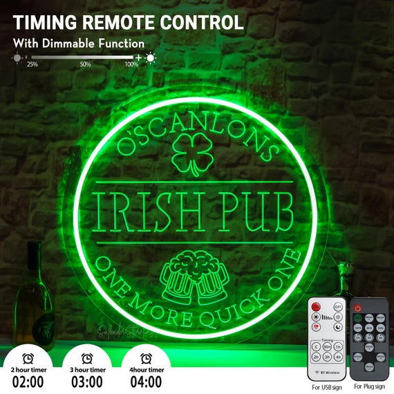 Custom Irish Pub Neon Sign: St. Patrick's Day Decor,Neon bar sign,Christmas gift for husband