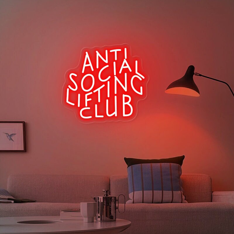 Anti Social Lifting Club Neon Sign: Home Gym Wall Decor UK - Main Image