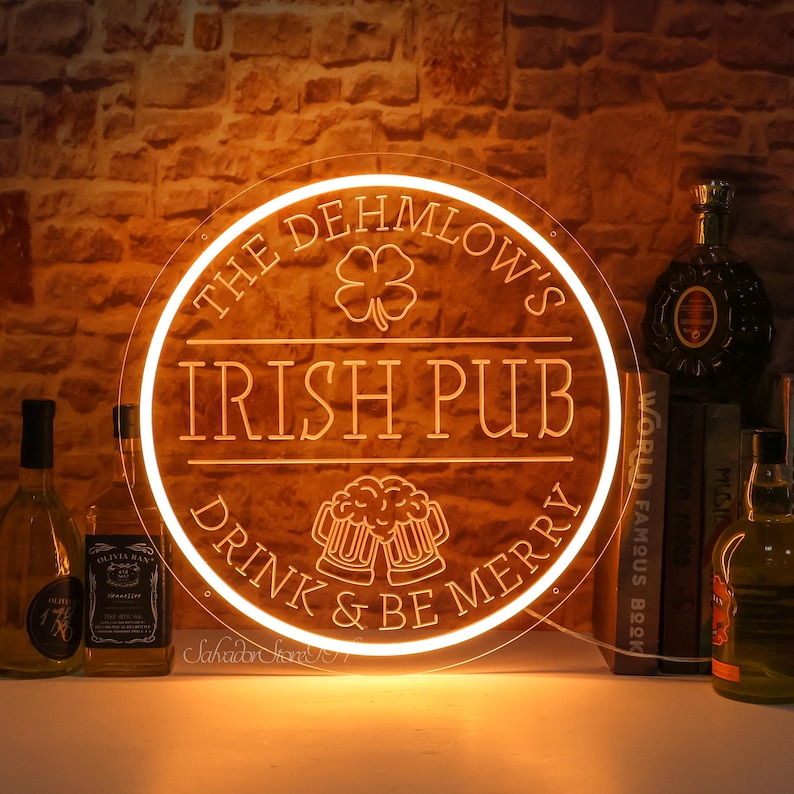 Custom Irish Pub Neon Sign: St. Patrick's Day Decor,Neon bar sign,Christmas gift for husband image 2