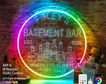 Personalized Basement Bar Neon Sign,Cocktail Man Cave Dad Gifts,Home Bar Party Decor,Beer Signs,Champagne beer LED Decor,Bar Lounge Sign