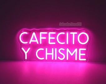 Cafecito y Chisme Neon Sign: Spanish Kitchen Coffee Decor