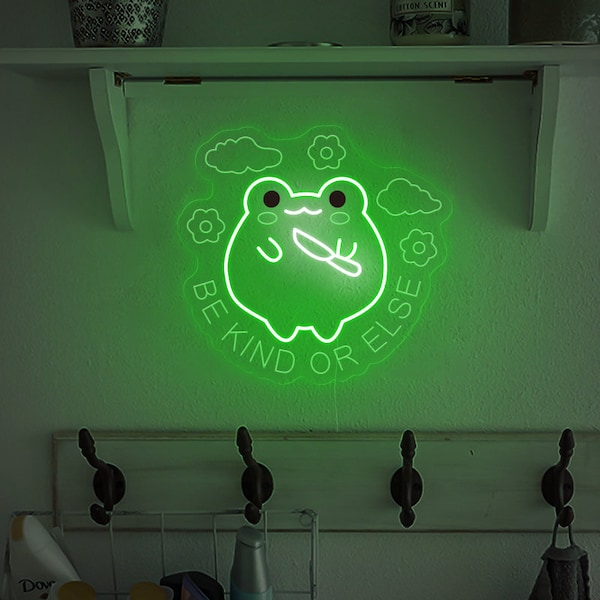 Be Art or Else Lustiger Frosch Neon Schild, Kinderzimmer Kunst Dekor, Kawaii Frosch Baby Licht, Kinderzimmer Wand, niedliches Dekor, Geschenk für Kinder