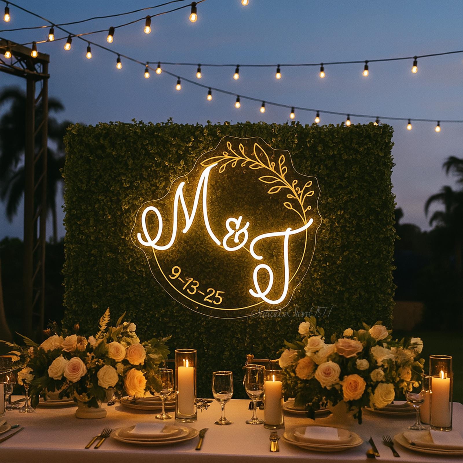 Custom Wedding Initials Neon Sign,Minimalist Wedding Monogram,Couple Name Light,Mr and Mrs Monogram,Rustic Wedding Backdrop Reception Decor