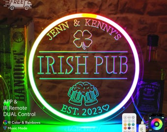 Irish Pub Neon Sign,Custom Bar neon sign,Whiskey Irish Bar sign,Man cave neon sign,Gift for kids sons husband him,Back to school gift
