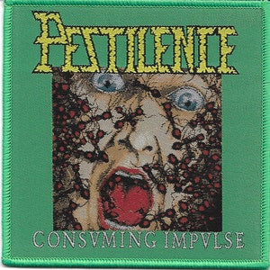Pestilence-Consuming Impulse Embroidered Woven Patches-Thrash Death Heavy Metal Rock Band Music, Music Fan, Collectibles,