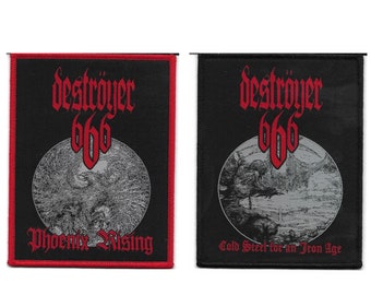 Destroyer 666 Embroidered Patches - Phoenix Rising & Cold Steel Bundle
