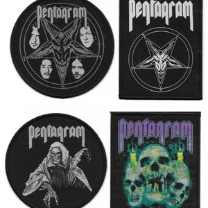 Pentagram-Bundle Embroidered Woven Patches-Doom Heavy Metal Rock Band Music, Music Fan, Collectibles,