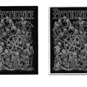 Pestilence-Melting Corpses Bundle Embroidered Woven Patches Oversized-Technical Progressive Death Heavy Metal Band Music, Music Fan