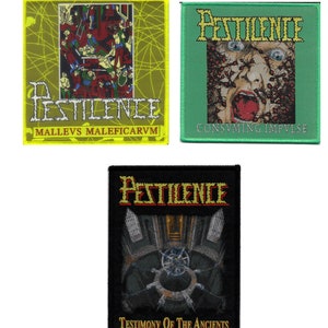 Pestilence-Bundle Embroidered Woven Patches-Thrash Death Heavy Metal Rock Band Music, Music Fan, Collectibles,