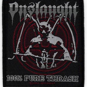 Onslaught 100% Pure Thrash Embroidered Patch, Heavy Metal Thrash